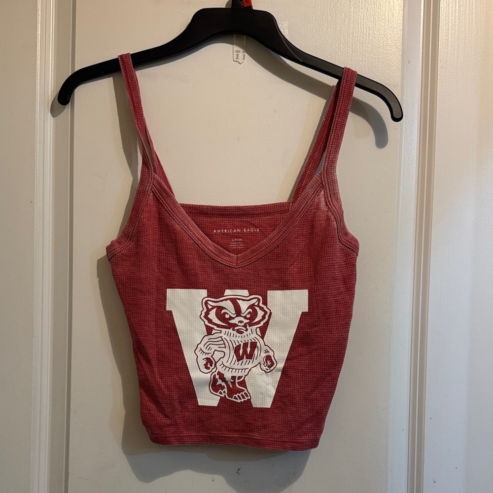 Red Wisconsin Graphic Camisole- small - American Eagle Outfitters